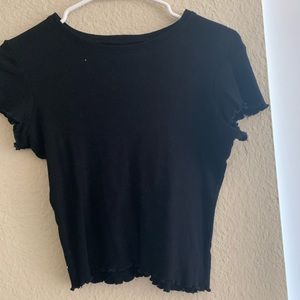 brandy melville black ribbed lettuce edge top